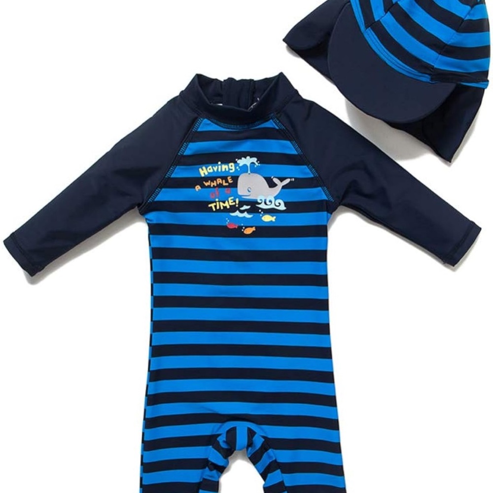 Kids Blue Striped Swimwear Set